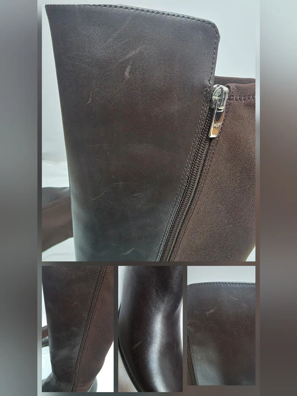 Marc Fisher Women's Brown Leather Knee High Boots Size 8.5W Wide